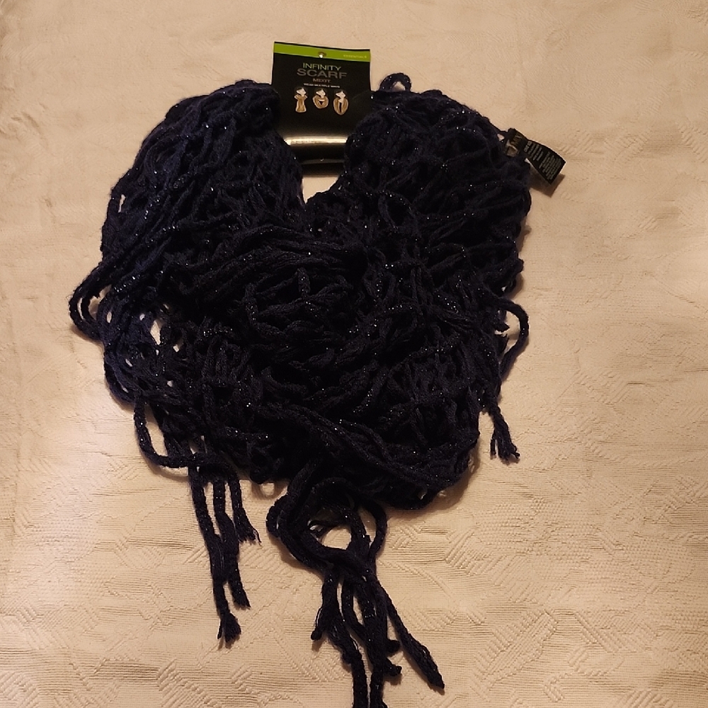 Mixit Deep Blue And Silver Women's Infinity Scarf